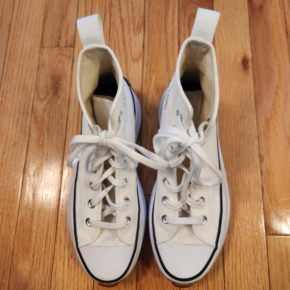 Converse White Run Star Hike Hi Platform Shoes 166799C - Picture 4 of 8